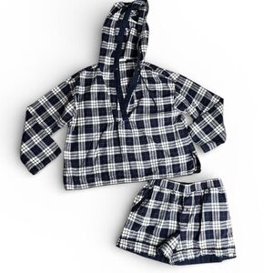 Skin Organic Pajama Lounge Plaid Hoodie‎ and Shorts Set